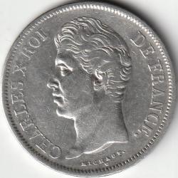 Pièce de Monnaie France 5 francs  Charles X, 2e type 1829 Lille  Argent Qualité