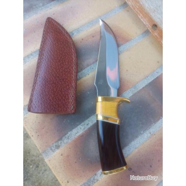 Couteau de chasse forg en acier xc75 trempe selective manche  amarllo/bne