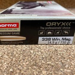 1 BOITE DE MUNITIONS NORMA  338 WIN MAG ORYX 14.9GR