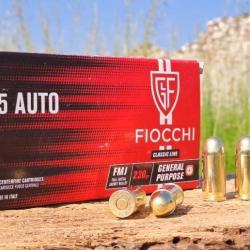 Lot de 5 boites de 50 munitions Fiocchi 45 ACP FMJ 230 GR