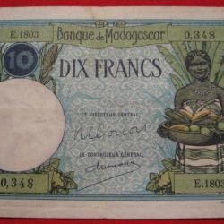 Madagascar billet de 10 francs 1937 ttb