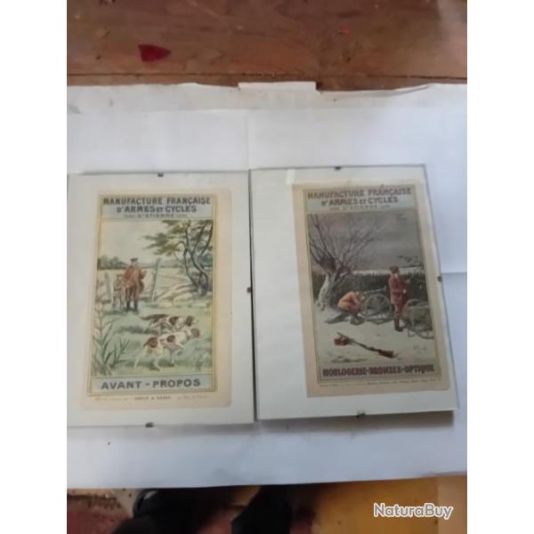 2 cadres affiches d'poques MANUFACTURE  FRANAISE  D'ARMES  ET CYCLES  ST TIENNE