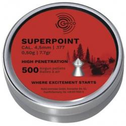 BOITE DE 500 PLOMBS POINTUS GECO SUPERPOINT cal:4.5MM