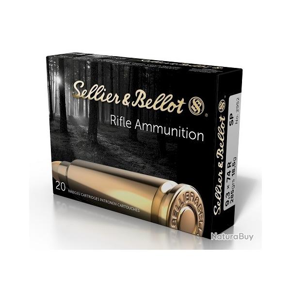 Munitions cartouches  balles Sellier & Bellot SP cal.9.3x74r 286gr 18.5g par 20