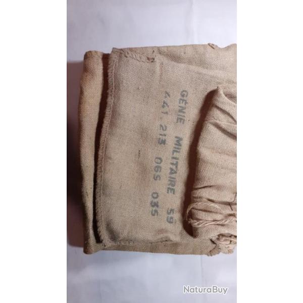 4 sacs  sable toile de jute arme Gnie militaire inscription dats 1959