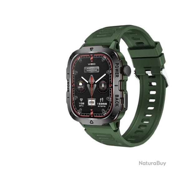 Montre Connecte Intelligente Militaire Ultime pour Homme  Appel Bluetooth Etanche Vert