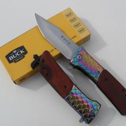Couteau Sauvetage Massif Lame 10 cm Manche Bois / Acier 13 cm Outdoor