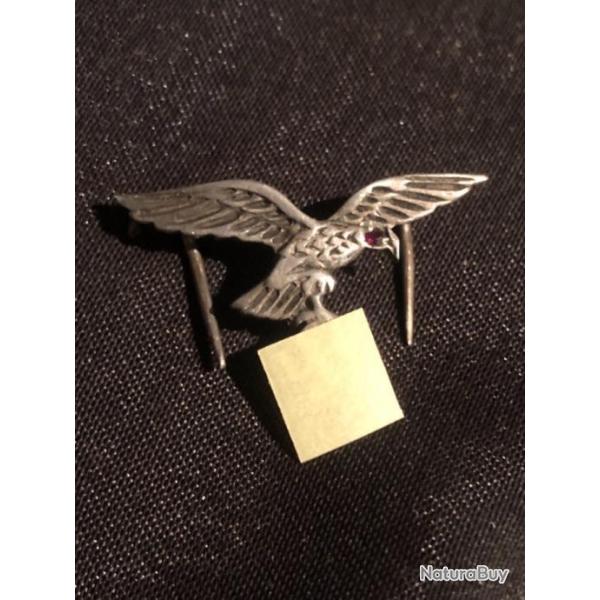 petit insigne allemand aviation aigle WW2 argent et rubis
