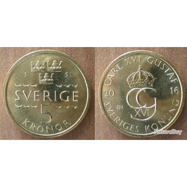 Suede 5 Couronnes 2016 Roi Carl XVI Gustaf Piece Couronne Kronor Sweden