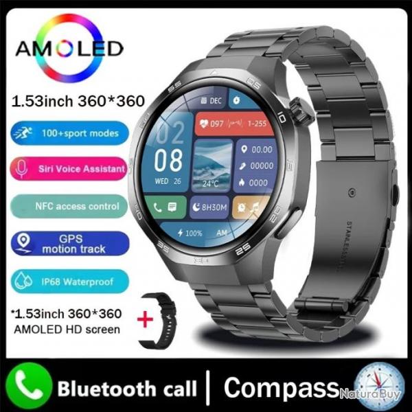 Montre Connecte Homme Militaire 1.43" AMOLED 360x360 Smartwatch  Etanche IP67