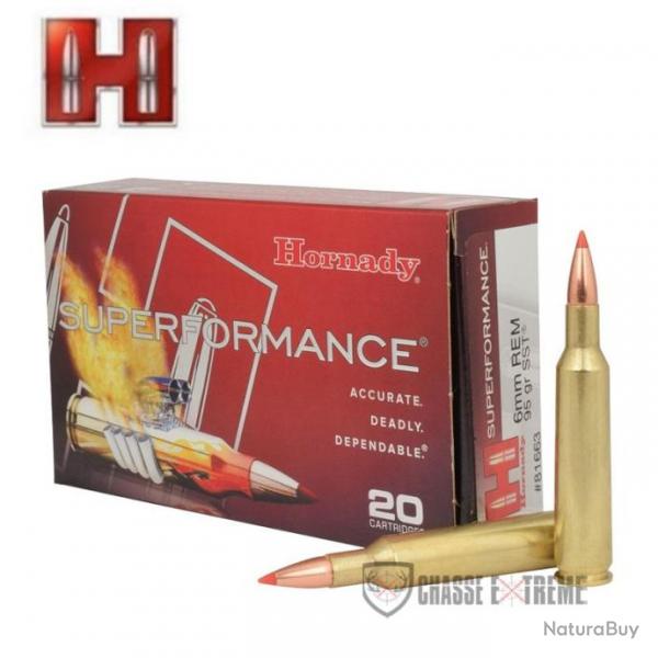 20 Munitions HORNADY Superformance Cal 6mm Rem 95Gr SST