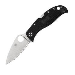 C262SBK Couteau de poche denté Spyderco "LEAFJUMPER" manche noir