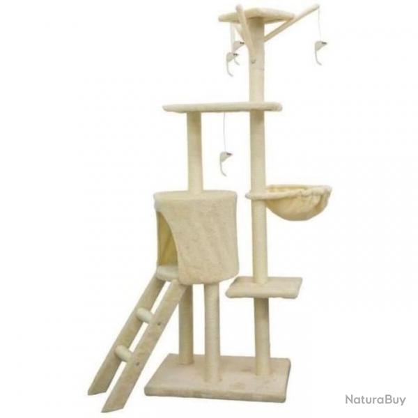 Arbre  chat Moyen avec niche et perchoir Stable et Confortable BEIGE 79 x 34 x 138 cm