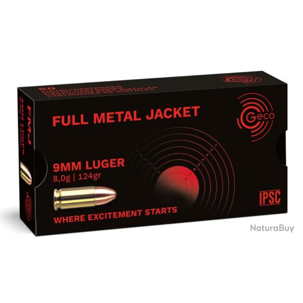 munition 9 mm Luger 8.0g/124 gr FULL METAL JACKET