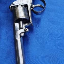 WEBLEY BENTLEY ou ADAMS TRANTER, DOUBLE ACTION TBE VERS 1851 PIECE SANS CRÊTE DE CHIEN LIRE PHOTOS.