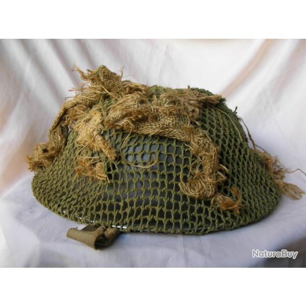 WW2 CANADA CASQUE MILITAIRE NON UTILIS PERSONNALIS ET DAT 1943 AVEC SON FILET DE CAMOUFLAGE RARE