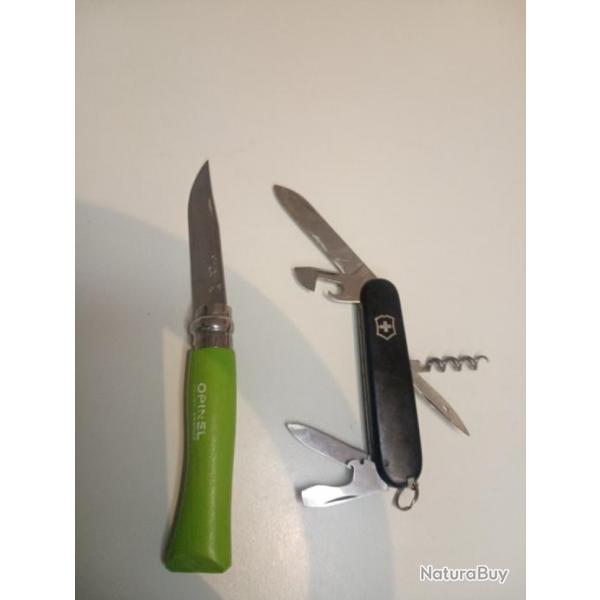 Couteau Opinel n7 et couteau suisse