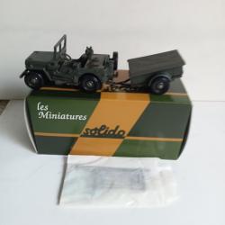 solido France militaire la jeep canon 106 et sa remorque neuf avec accessoires et remorque 1/43