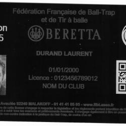 Licence de Ball-Trap en aluminium gravé au laser (Recto)