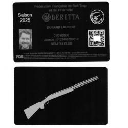 Licence de Ball-Trap en aluminium gravé au laser (Recto / Verso)