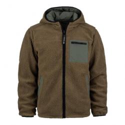 VESTE SOFTSHELL REVERSIBLE SHERPA BEIGE COYOTE / VERT