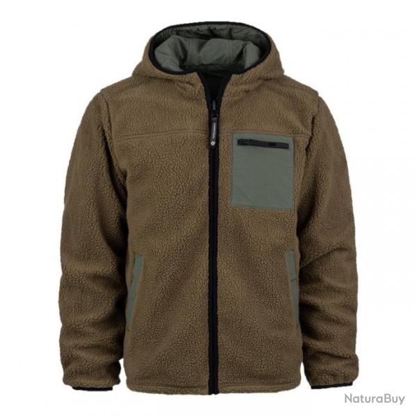 VESTE SOFTSHELL REVERSIBLE SHERPA BEIGE COYOTE / VERT