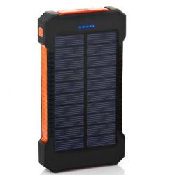 Batterie Solaire Portable 20000mAh Étanche Chargeur Haute Capacité Double Port USB Éclairage LED