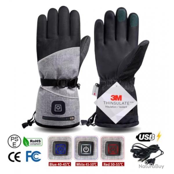 Gants Chauffants Thermiques lectriques Rechargeables USB 3M Confort et Chaleur Gris