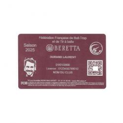 Licence de Ball-Trap rose en aluminium gravé au laser (Recto)