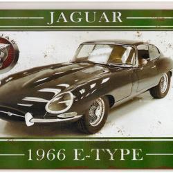 PLAQUE METAL PUBLICITAIRE JAGUAR TYPE E 1966