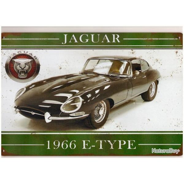 PLAQUE METAL PUBLICITAIRE JAGUAR TYPE E 1966