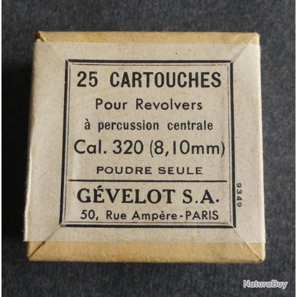 Boite vide se munition ancienne (cal.320 poudre seule) Gvelot SA 50 rue Ampre Paris