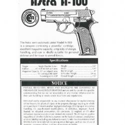 notice pistolet ASTRA A 100 A100 (envoi par mail) - VENDU PAR JEPERCUTE (m2185)