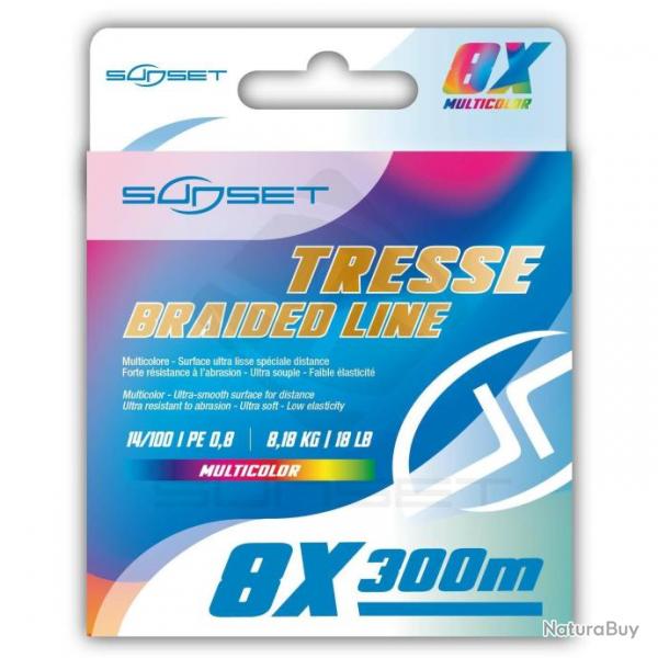 Tresse Sunset 8X RS Competition Multicolor 300m 300m 0,18mm 10,45kg