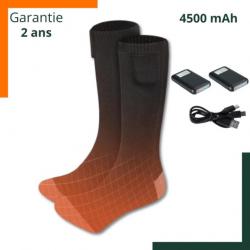 Chaussettes chauffantes 4500 mAh - 3 modes de chauffe, 2 batteries lithium - Noir et gris