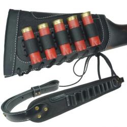 Sangle en cuir pour fusil -munitions de calibre 12 sans attache (NOIR) LIVRAISON GRATUITE !!