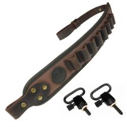 Sangle en cuir pour fusil -12GA AVEC 2 attaches (CAFE) LIVRAISON GRATUITE !!