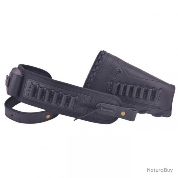 Sangle en cuir pour fusil avec charpe porte-munitions Rife. 357 .30-30 (NOIR) LIVRAISON GRATUITE !!