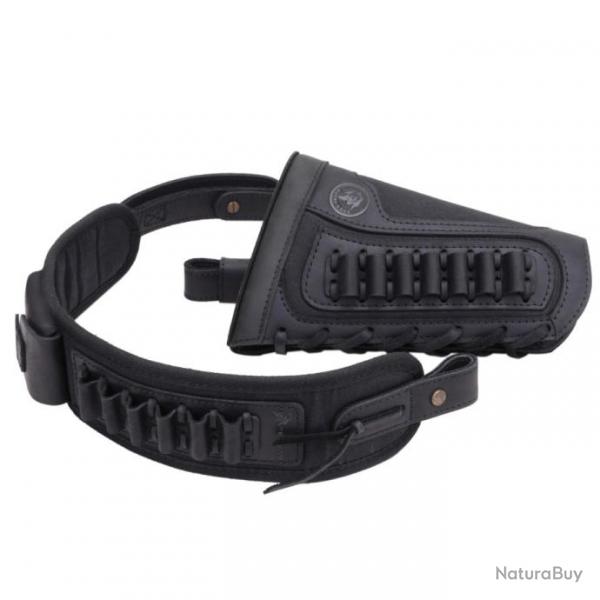 Porte-munitions en cuir Buttstock Black .357 .30-30