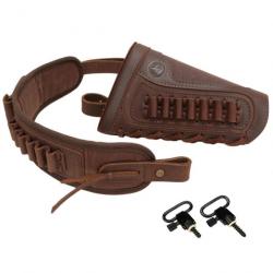 Porte-munitions en cuir Buttstock Coffee .357 avec 2 ATTACHES LIVRAISON GRATUITE