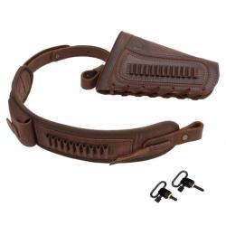 Porte-munitions en cuir Buttstock  Coffee .22LR avec 2 attaches LIVRAISON GRATUITE