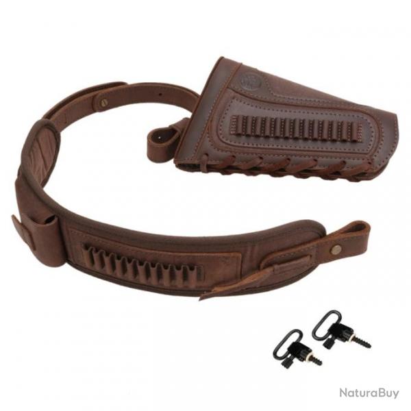 Porte-munitions en cuir Buttstock  Coffee .22LR avec 2 attaches LIVRAISON GRATUITE