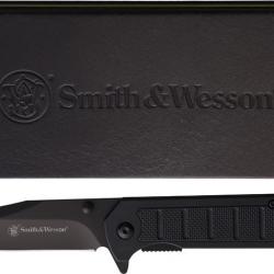 Couteau Smith&Wesson A/O Lame Acier 3Cr13 Manche Aluminium Linerlock Clip Boite Métal SWP1208873