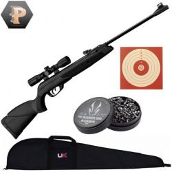 Carabine GAMO BLACK SHADOW COMBO Synthétique + lunette + plomb + cibles + fourreau