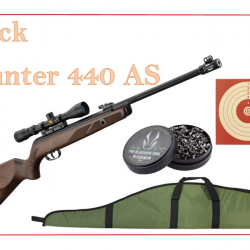 BF24 ! Pack Carabine 19,9J GAMO Hunter 440 AS + lunette 3-9 x 40 WR + Cibles + Plombs + Fourreau