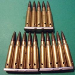 15 Munitions / clip en 7,5x54 MAS du 1-70 ( TE F 7,5 ) neutralisées