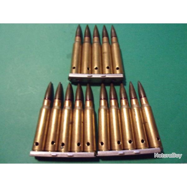 15 Munitions / clip en 7,5x54 MAS du 1-70 ( TE F 7,5 ) neutralises