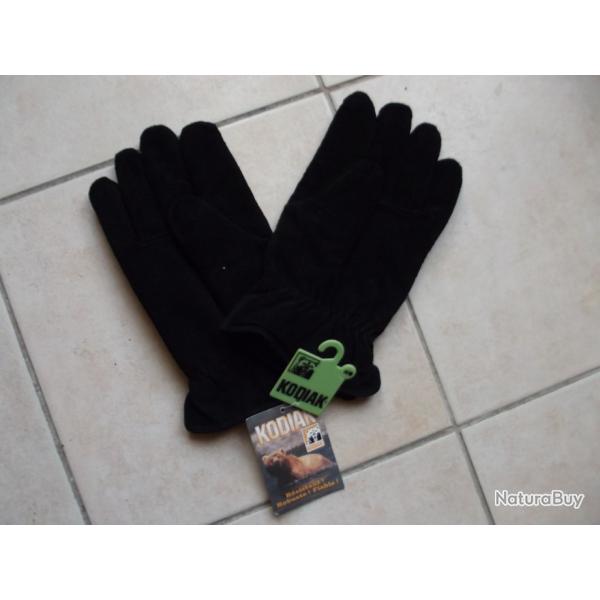 A SAISIR- Gants KODIAK extrieur 100% cuir noir doublure acrylique/laine trs confos et chauds NEUFS