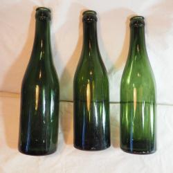 WEHRMACHT - lot de 3 Bouteilles allemandes bière verre - terrain Normandie 1944