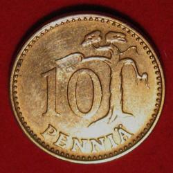 FINLANDE pieiece de 10 pennia1963 TTB diametre 20 mm